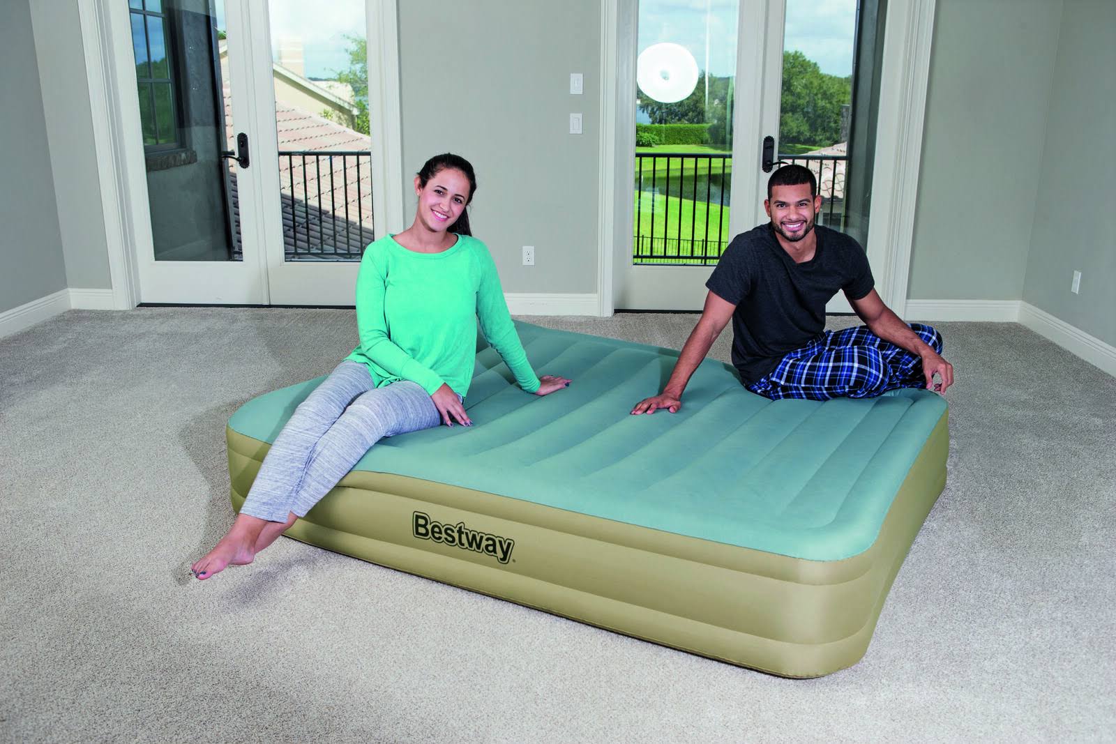 Bestway Fortech Airbed with Built-in AC Pump, 14x22 Queen