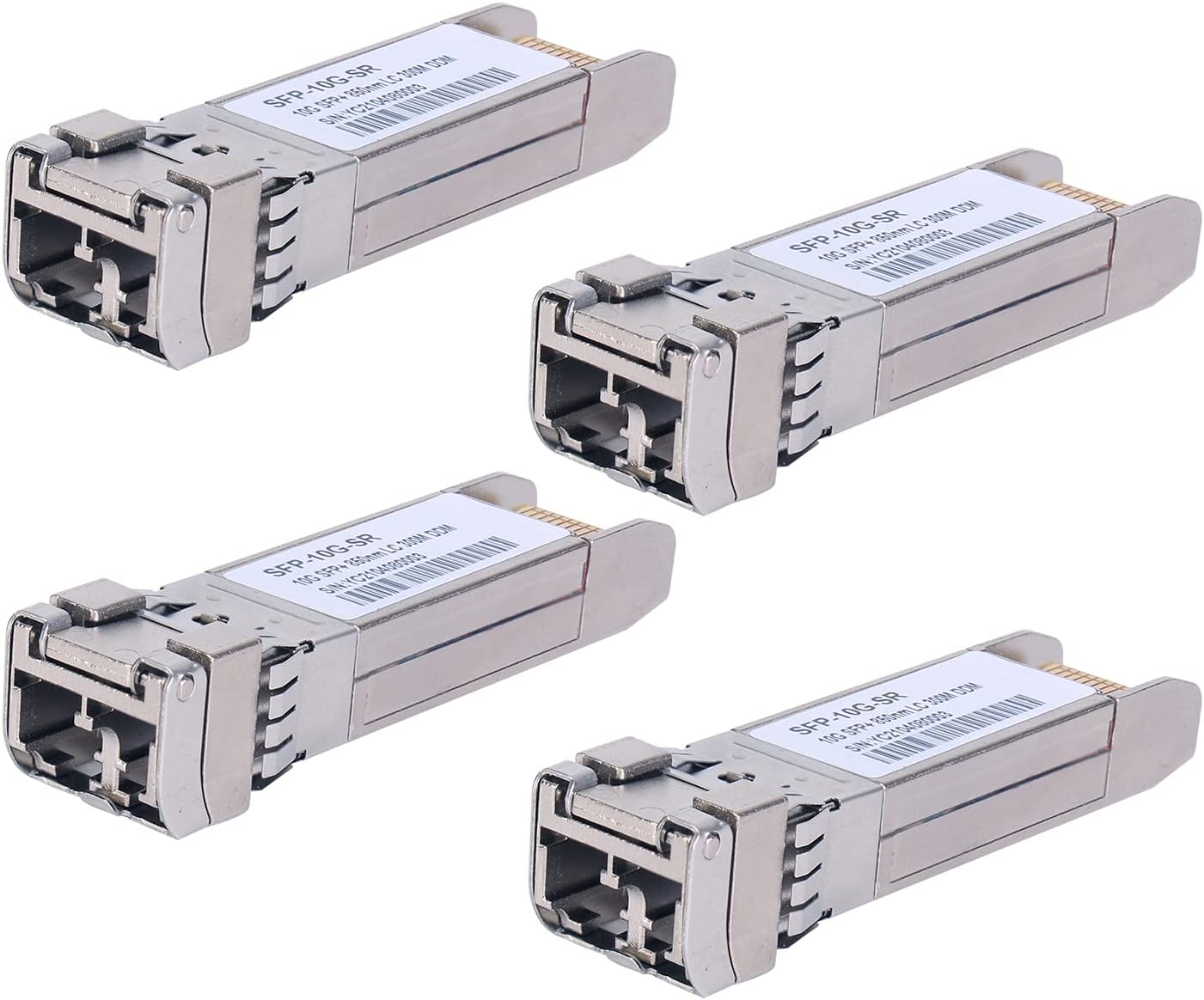 4 Pack 10G Sfp LC MMF300m 10GBase-SR SFP+ Transceiver, 10G 850nm MMF, up to 300 Meters, Compatible with Cisco SFP-10G-SR, Meraki MA-SFP-10GB-SR, Ubiquiti UF-MM-10G, Mikrotik, Netgear, D-Link Pack of 2