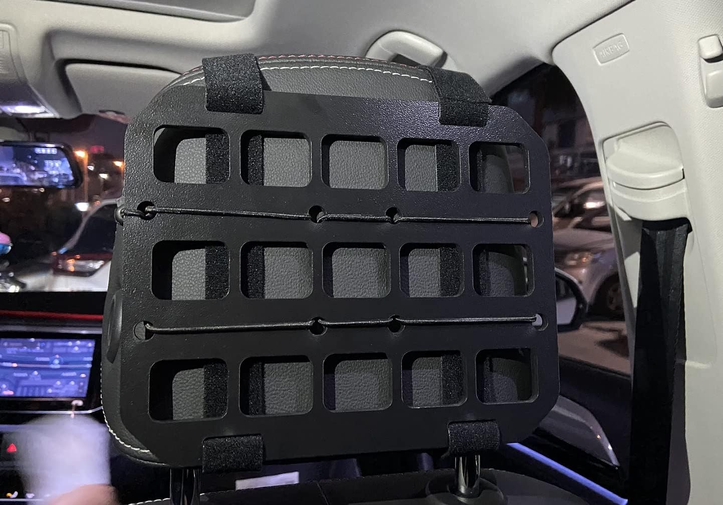 TACNEX MOLLE Panel Car Seat Headrest Organizer Storage Platform Vehicle Interior Accessories Backpack Insert Panel Tactical Gear Holder for MOLLE Pouches EDC Tools 8