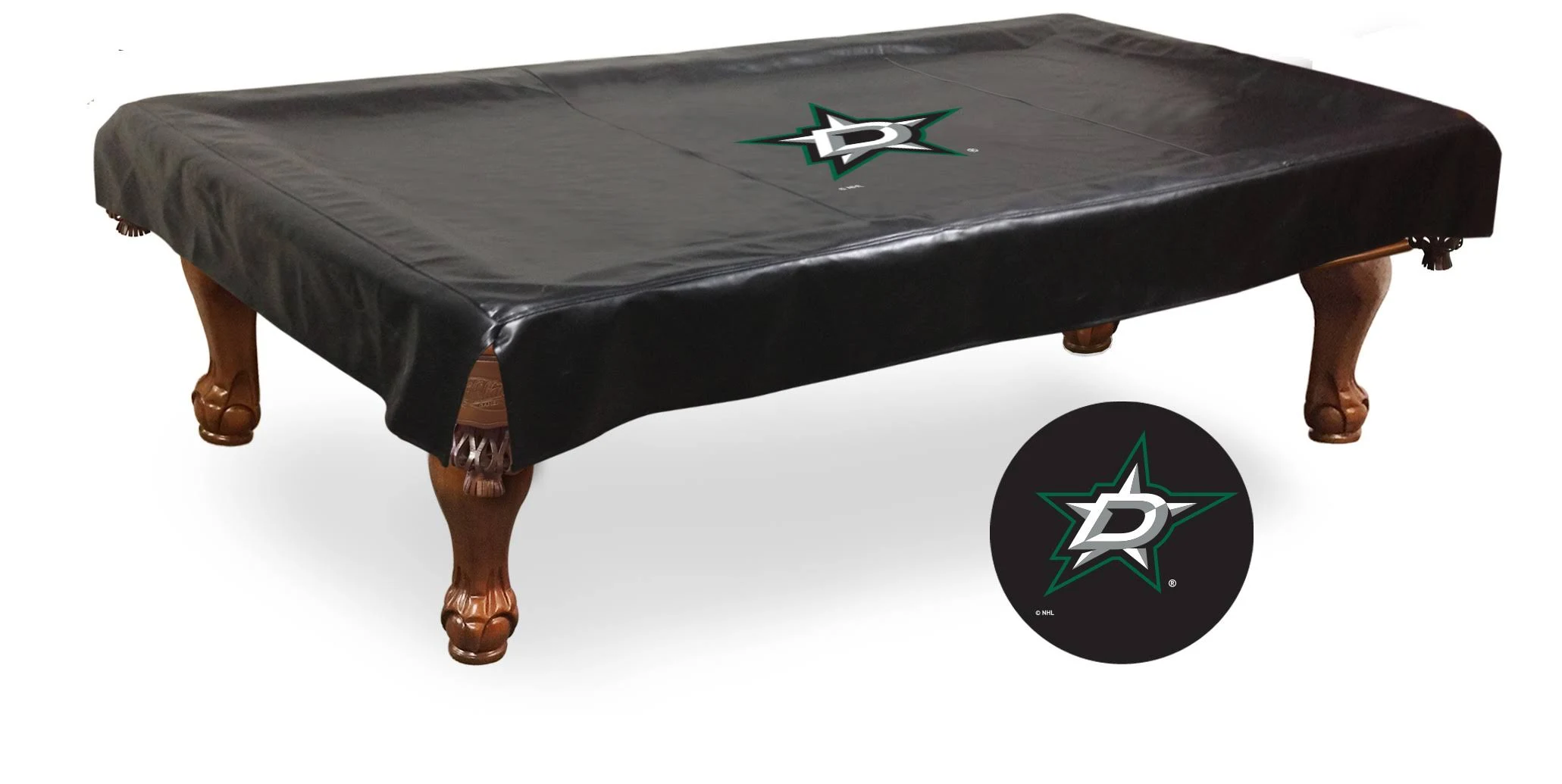 Dallas Stars HBS Black Vinyl Billiard Pool Table Cover (110x22x60x22x12x22)