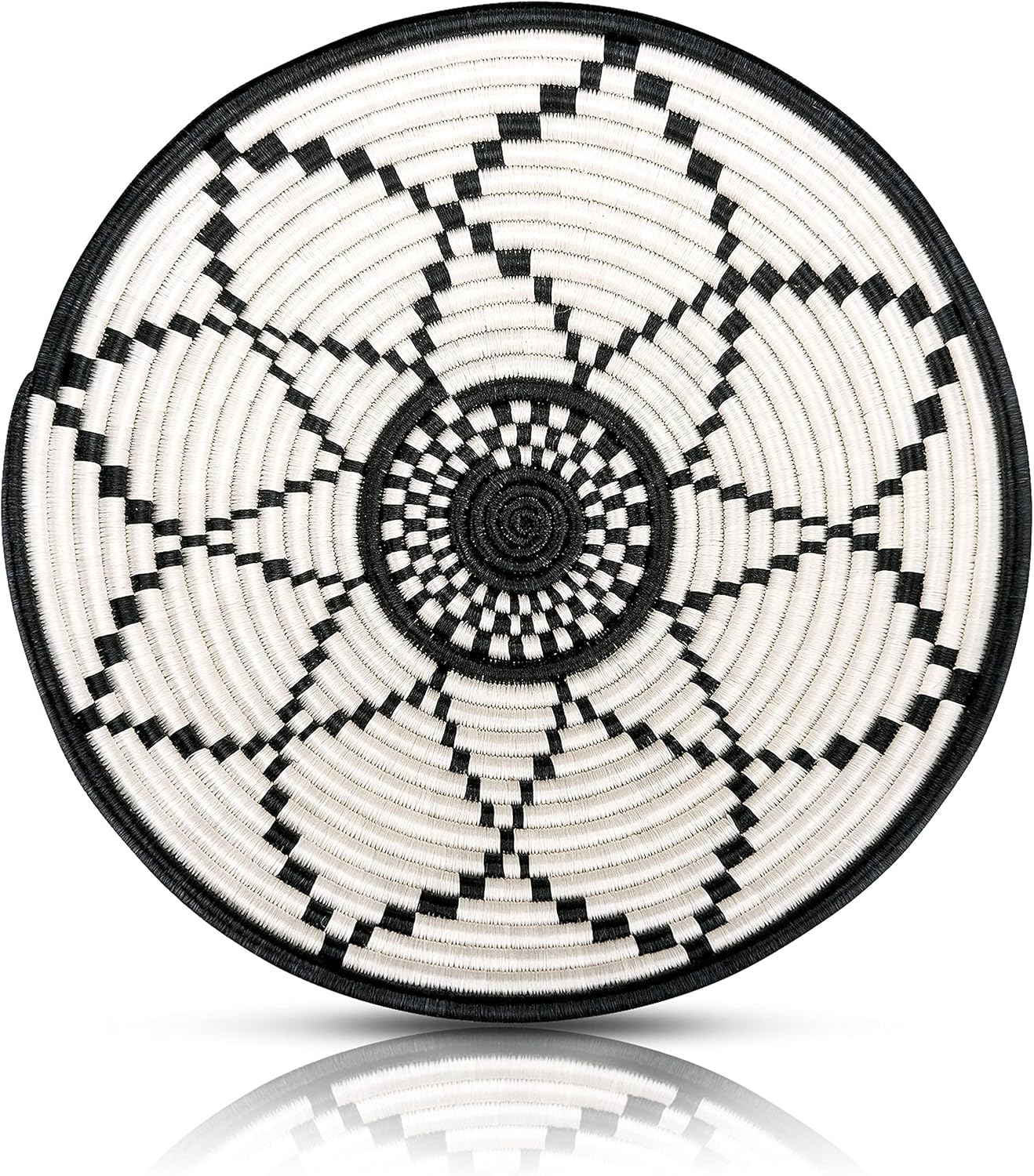 PURFARO Wall Basket Decor 100% Natural Handmade in Africa. 12 Inches Large Tight Weaves, Beautiful And Intricate Designs. Hanging Woven Wall Basket With Traditional Colors, Basket Wall Boho Decor. Pack of 2