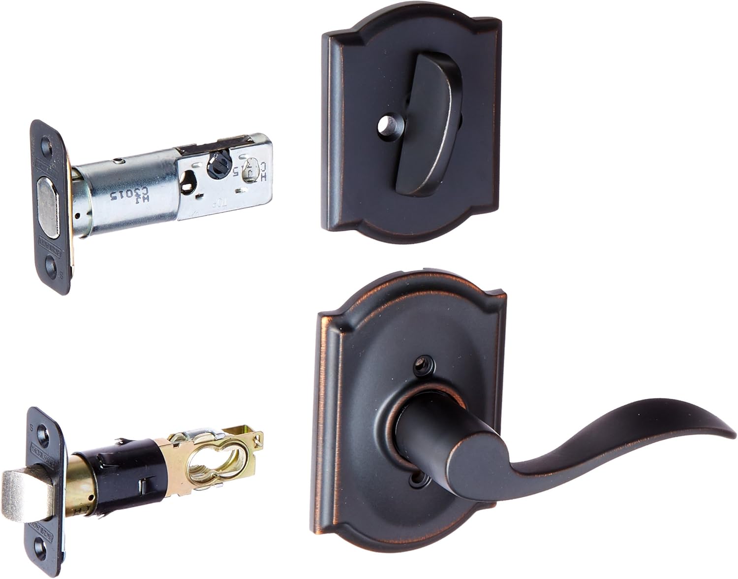 Schlage Lock Company F59ACC716CAMLH Camelot Collection Accent Left-handed Handleset Interior Lever (Aged Bronze) F59 ACC 716 CAM LH (Interior Half Only)