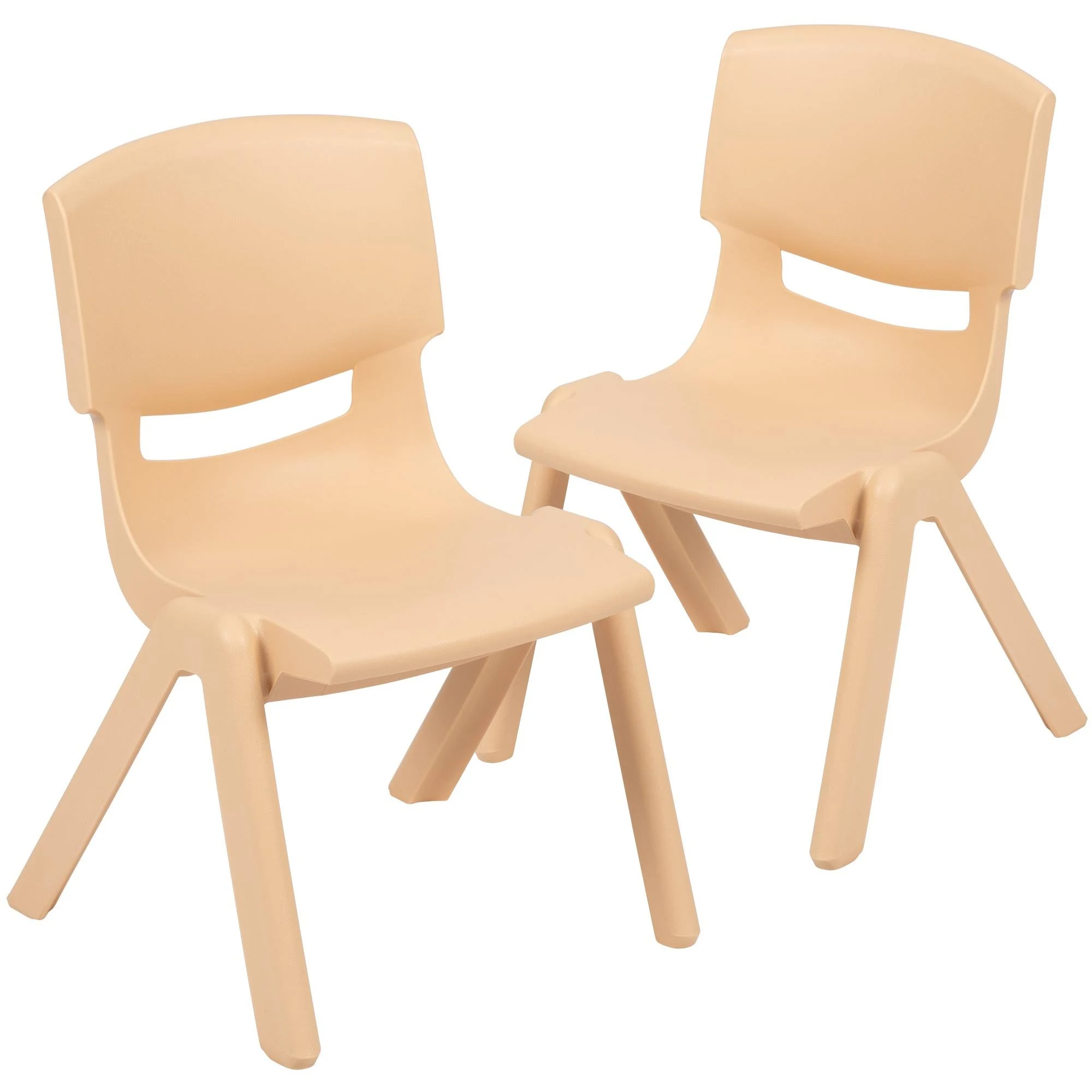 Flash Furniture 2 Pack Natural Plastic Stackable School Chair with 12x22 Seat Height