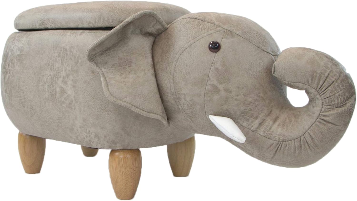 Critter Sitters Tan 15-in Seat Height Elephant Animal Shape Storage Ottoman Furniture Pack of 2