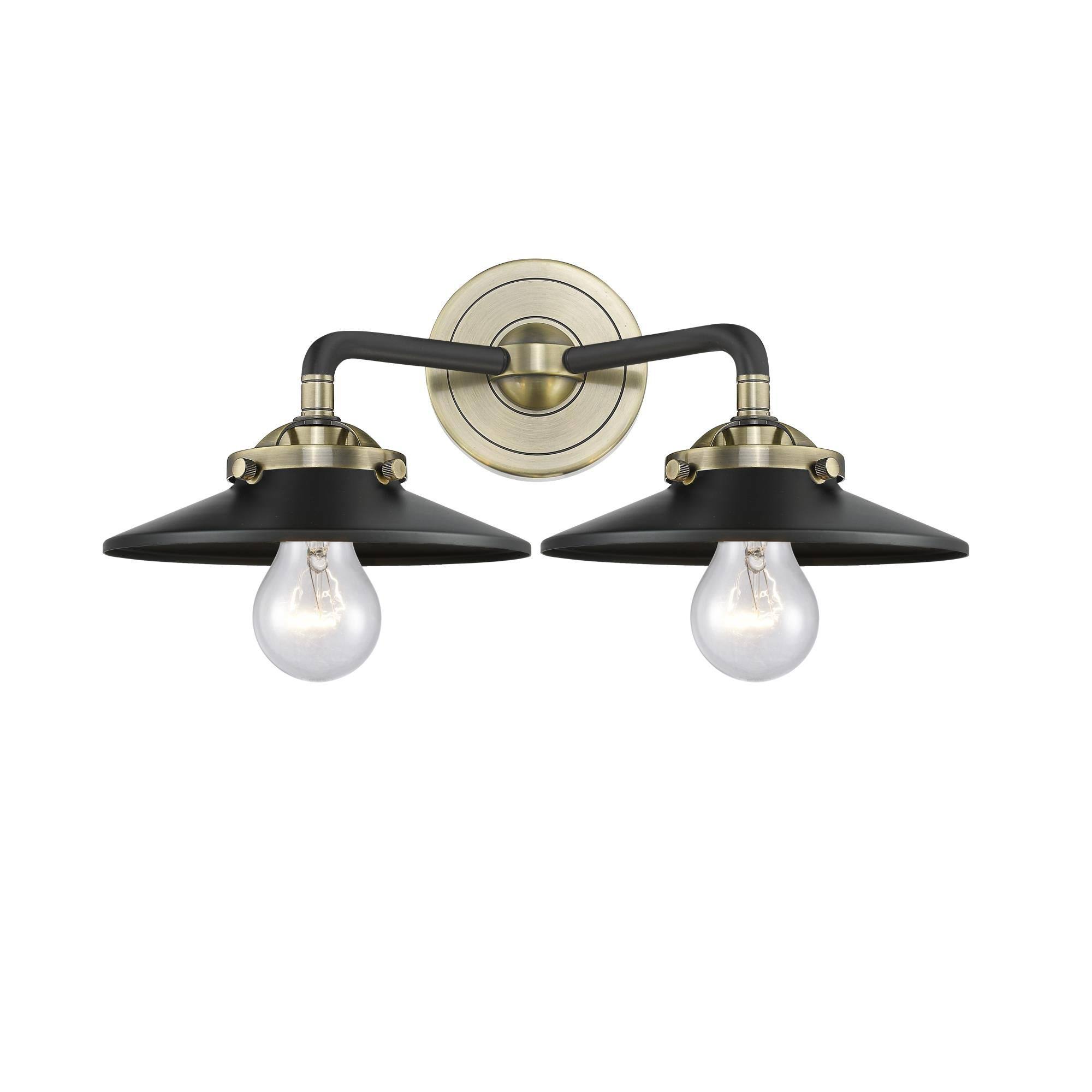 Innovations 284-2W-BAB-M6-BK-LED Nouveau Railroad 2 Light Bath Vanity Light in Black / Antique Brass