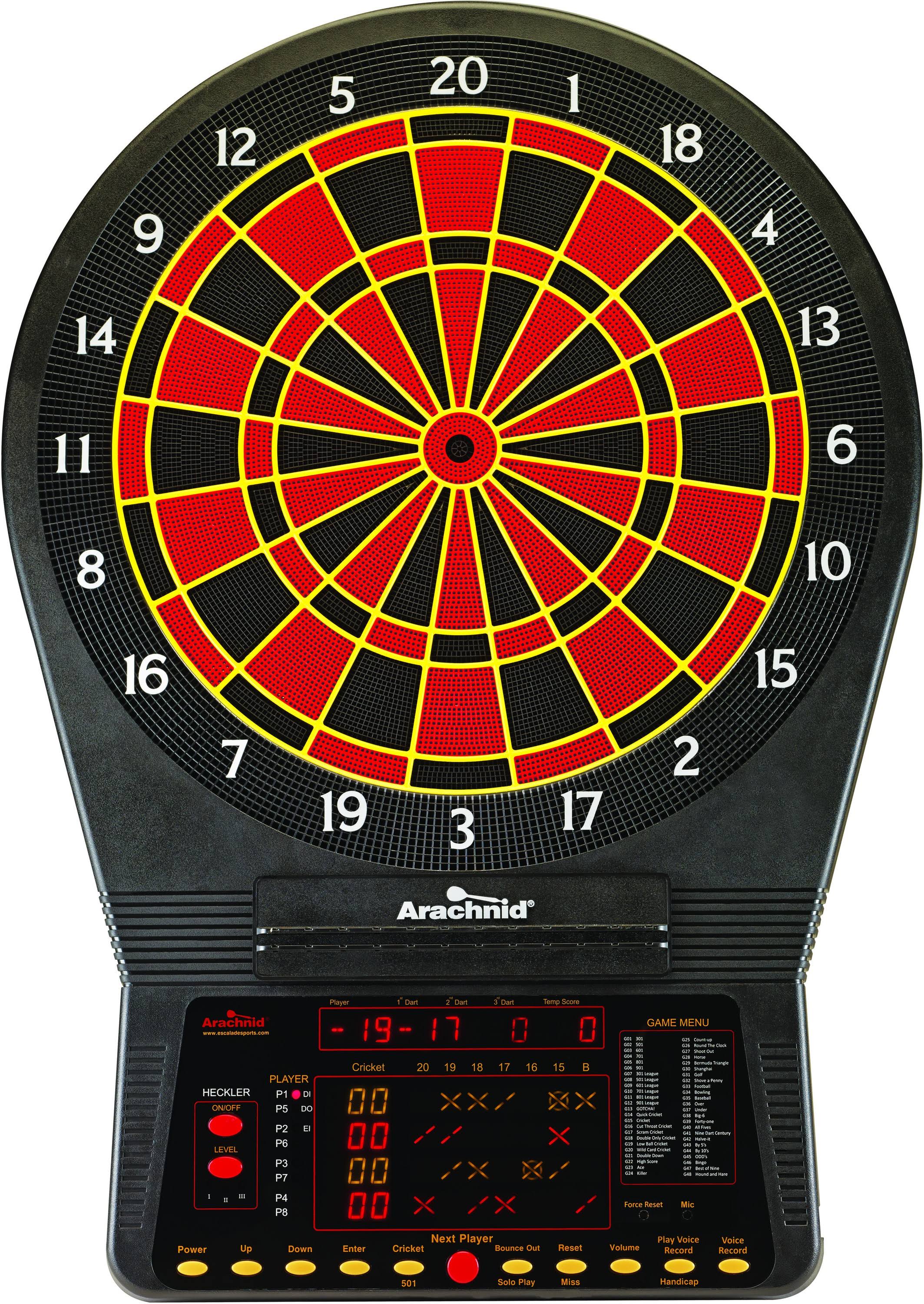 Arachnid Cricket Pro 900 Talking Electronic Dartboard with Soft Tip Darts, AC Adapter, and Operating Manual