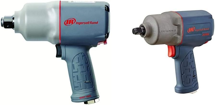 Ingersoll Rand 2145QiMAX 3/4&rdquo; Drive Air Impact Wrench &ndash; Quiet Technology, 1,350 ft-lbs Powerful Reverse Torque Output, 7 Vane Motor, Steel Hammer Case, Gray