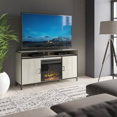 Zetilla TV Stand for TVs Up to 65x22 with Electric Fireplace Included Laurel Foundry Modern Farmhouse Color: Light Gray
