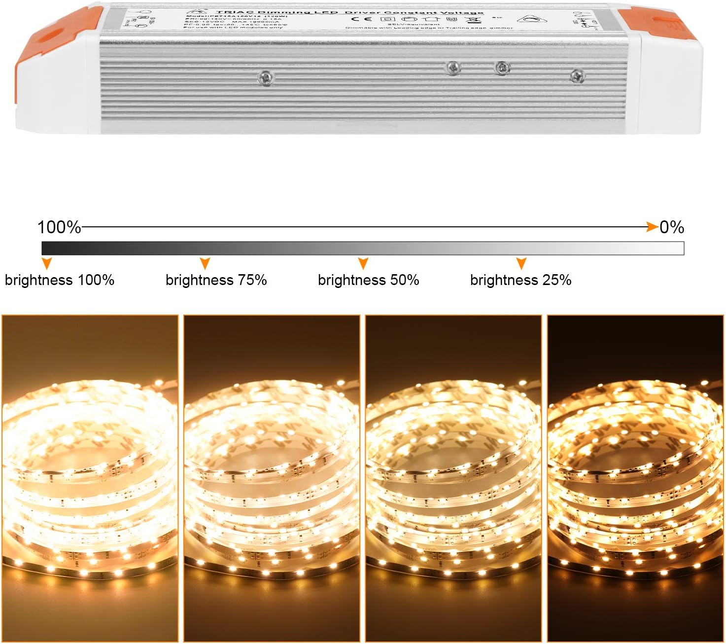 Led dimmable driver 12V 120W quiet operation universal regulated 12V DC SCR dimmable power supply low voltage dimmable transformer for constant led products Pack of 2