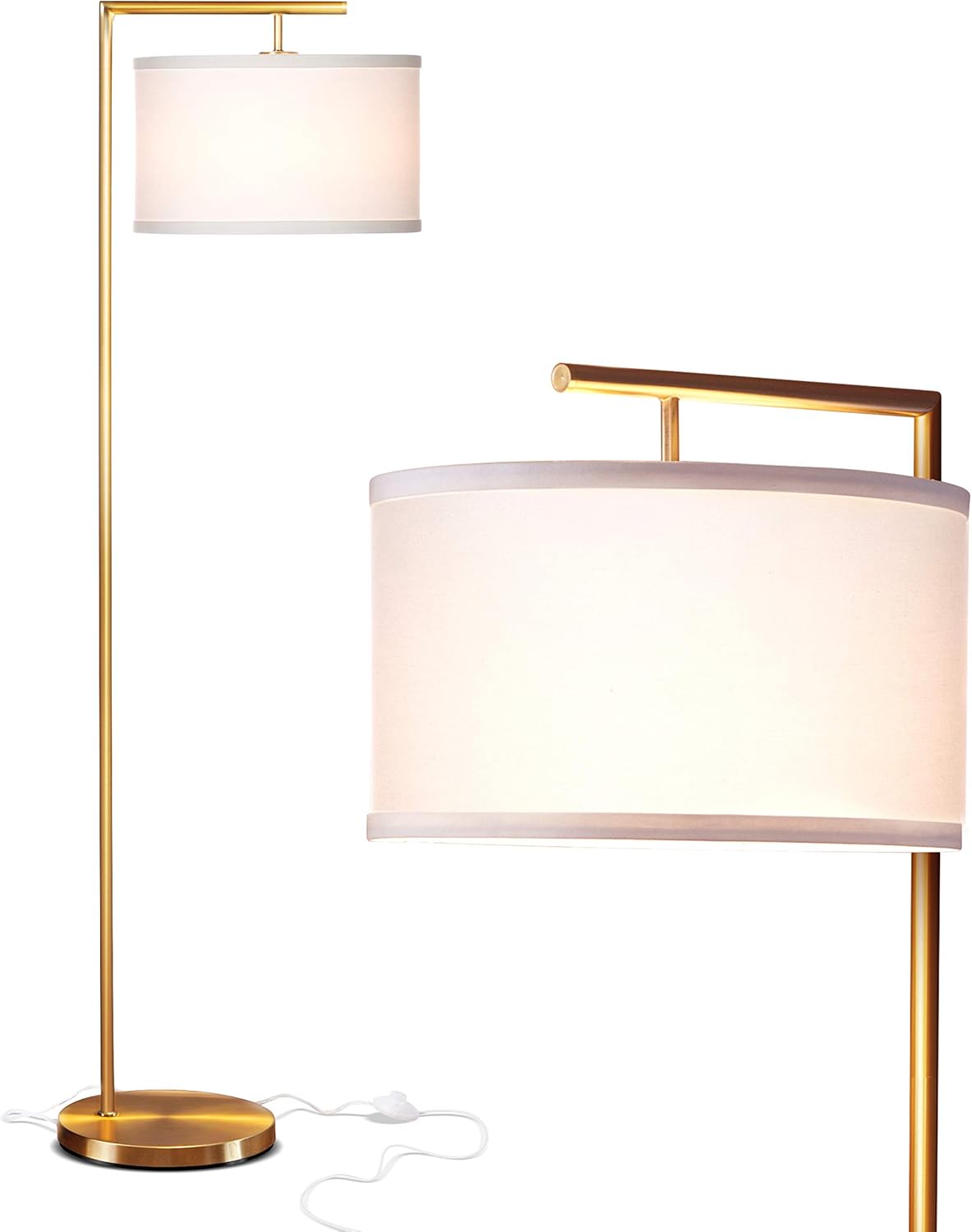 Brightech Montage Modern - Floor Lamp for Living Room Lighting - Bedroom & Nursery Standing Accent Lamp - Mid Century, 5' Tall Pole Light Overhangs Reading - with LED Bulb - Gold, Antique Brass