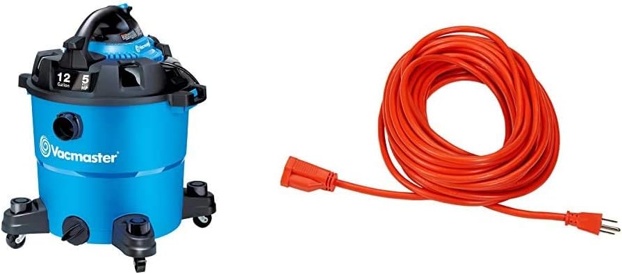 Vacmaster VBV1210, 12-Gallon 5 Peak HP Wet/Dry Shop Vacuum with Detachable Blower, Blue