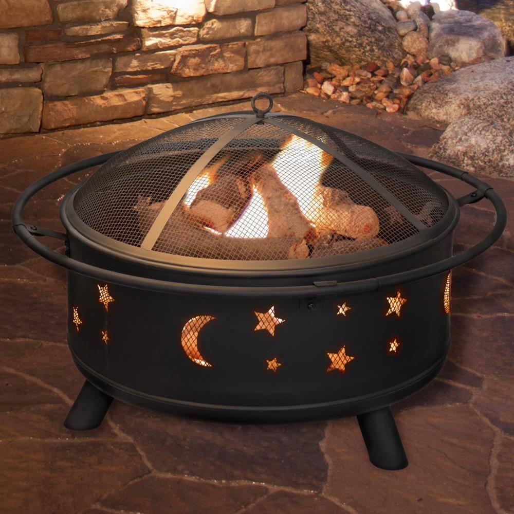 Nature Spring 30-in W Black Steel Wood-Burning Fire Pit | 147711KCX