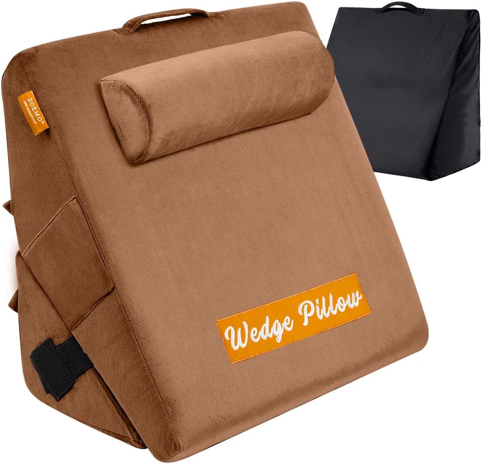 ZOEMO Memory Foam Orthopedic Bed Wedge Pillow for Sleeping, Post Surgery Support for Back,Leg and Knee,Neck Back Leg Support Pillow for Sleeping in Bed, Reading Pillow and Bed Rest Pillow for Reading