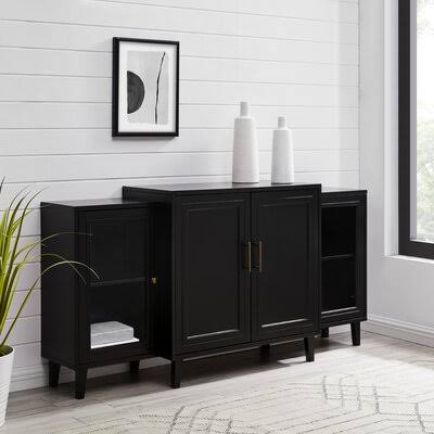 Elllise Modern Door Tiered Sideboard Latitude Run Color: Black