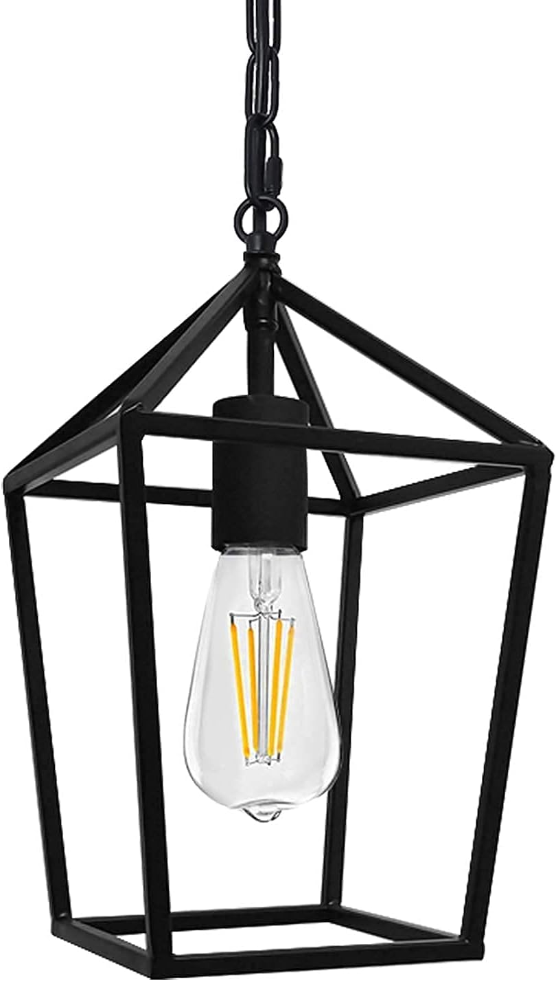 Zhizenl Black Lantern Pendant Lights，Black pendent Lights in Kitchen Island，Retro cage Farmhouse Pendant Lighting for Kitchen Islands, corridors and entrances Lighting fixtures