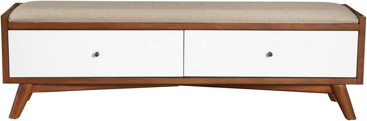 Alpine Furniture Flynn Bench, Acorn/White