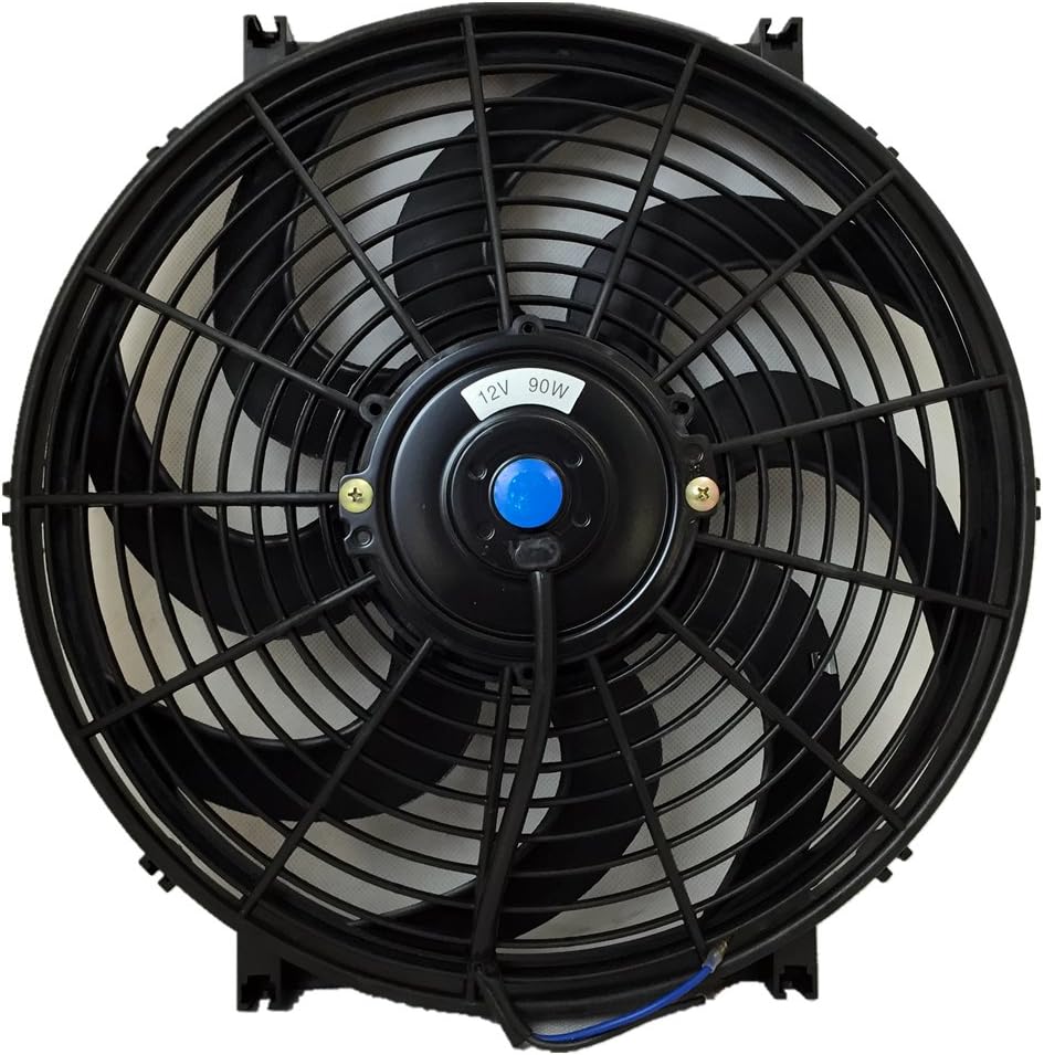 Upgr8 Universal High Performance 12V Slim Electric Cooling Radiator Fan with Fan Mounting Kit (12 Inch, Black)