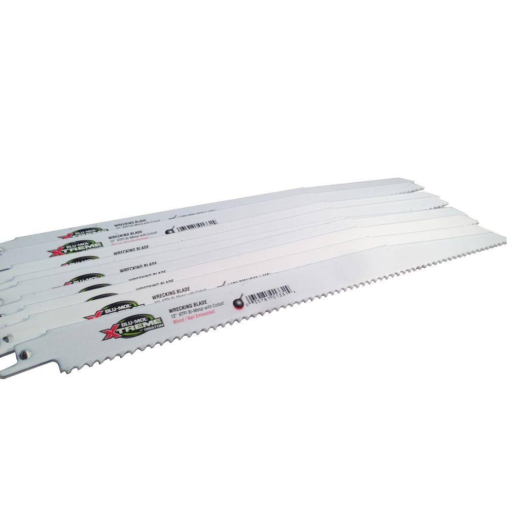 Disston 6488-10T Blu-Mol 12 in. 6 TPI Wood Cutting Xtreme Bi-Metal Demolition Reciprocating Saw Blade, 10 Pack