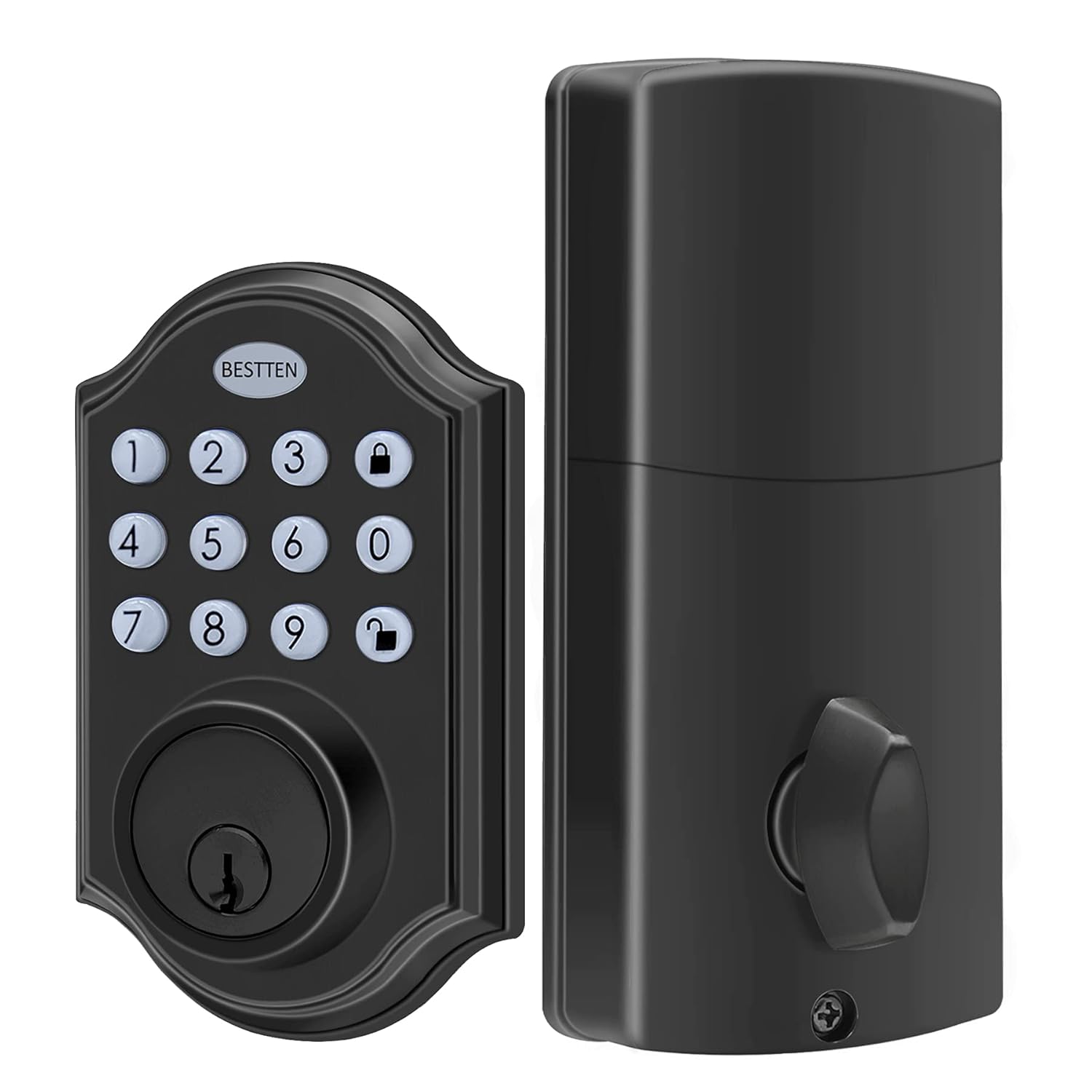 BESTTEN Classic Keyless Entry Door Lock, Electronic Keypad Deadbolt Lock, Motorized Locking, 50 User Codes and One-Time Code, High Security, Easy Installation, Satin Nickel Finish Pack of 2