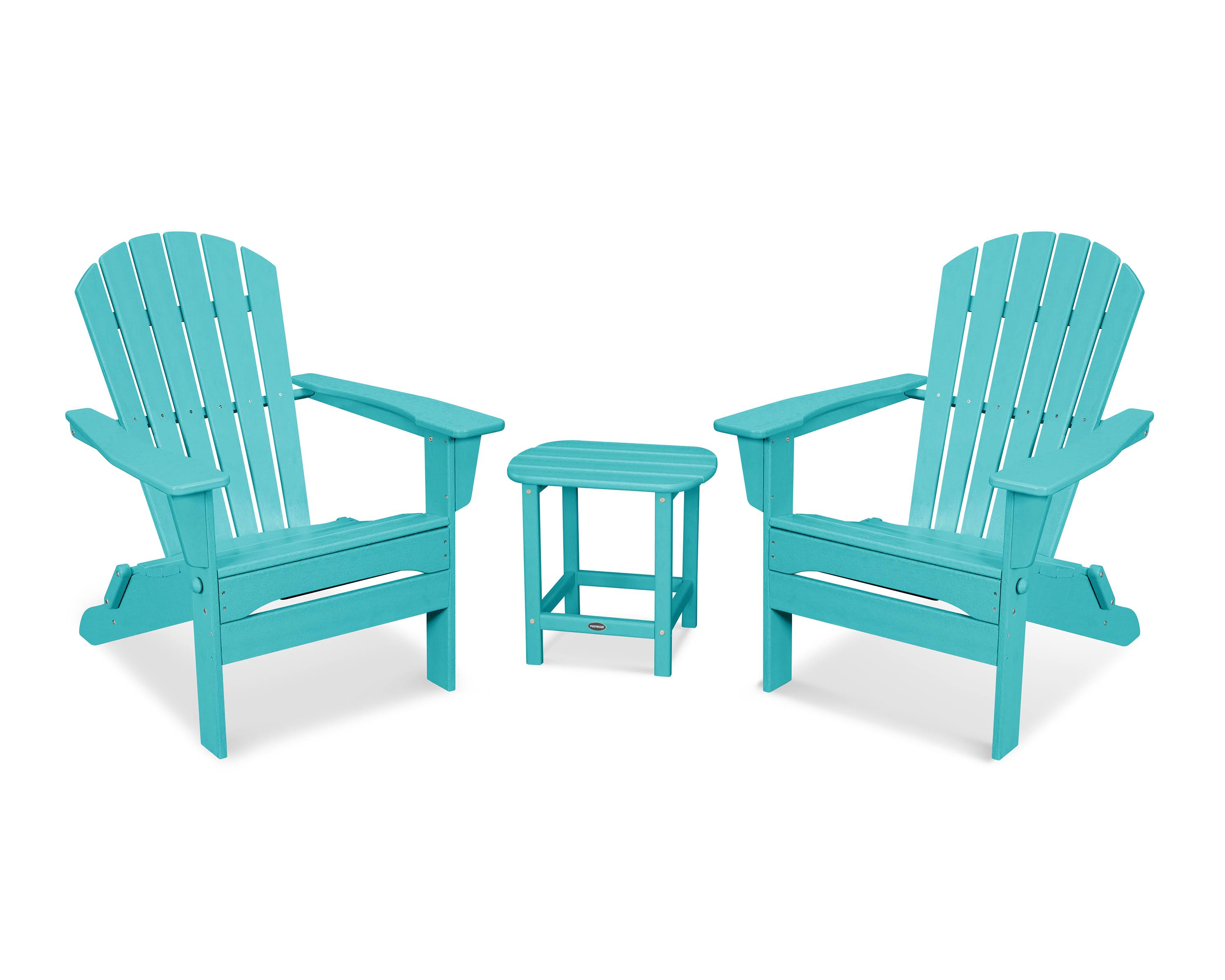 POLYWOOD South Beach 3-Piece Folding Adirondack Chair Set in Aruba