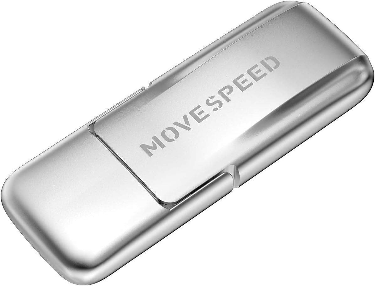 USB Flash Drives 64GB, MOVESPEED Thumb Drives, Portable USB 3.0 Memory Stick, High-Speed USB Storage Disk, Jump Drive Speed up to 100MB/s Zip Drive with Zinc Alloy Body Pack of 2