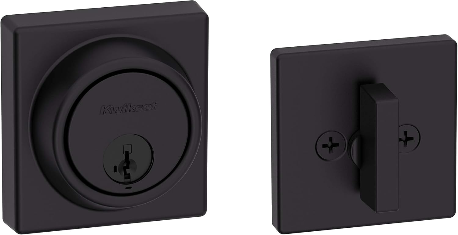 Kwikset 98160-016 Contemporary Key Control deadbolt, Matte Black Pack of 2