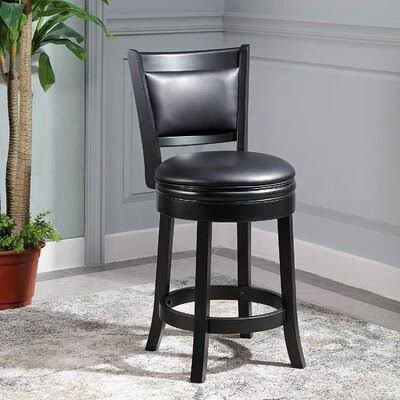 Swivel Bar Height Stool Red Barrel Studio Seat Height: Counter Stool (38&rdquo; Seat Height), Color: Black