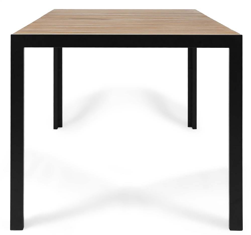 Noble House Pavillion 59x22 Outdoor Acacia Wood and Iron Dining Table in Black