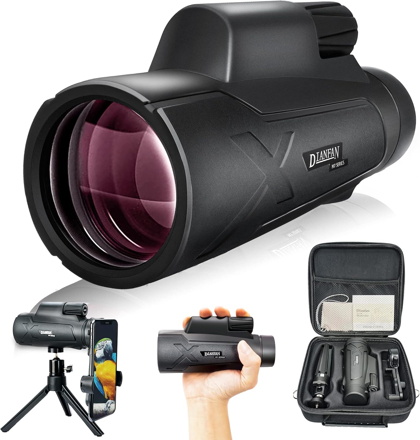 10&times;50 Monocular Telescope with 25mm Large Eyepiece, Compact HD Monoculars for Adults with Firm Smartphone Adapter&Tripod, IPX7 Waterproof monocular for Hunting&Bird Watching &Travel&Match