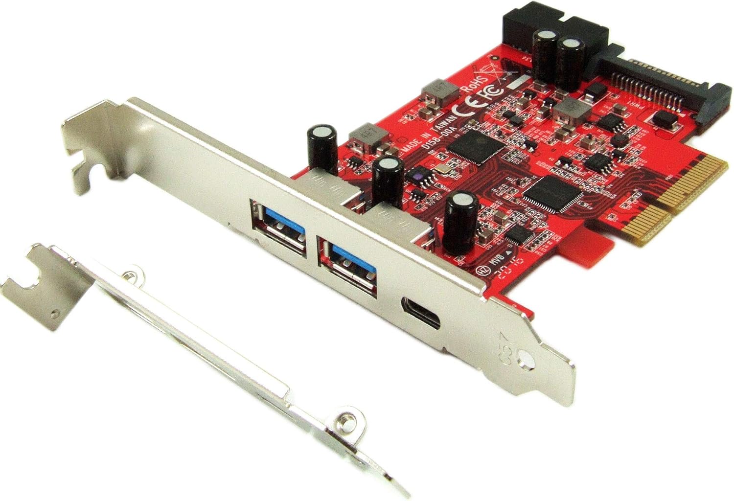 Ableconn PEX-UB158 USB 3.1 5-Port PCIe 3.0 Card (1x USB-C & 2X USB-A & 1x 2-Port Internal USB Header) - USB 3.1 PCIe Gen3 x4 Lane Host Adapter Card (ASMedia ASM3142 Controller) Pack of 2