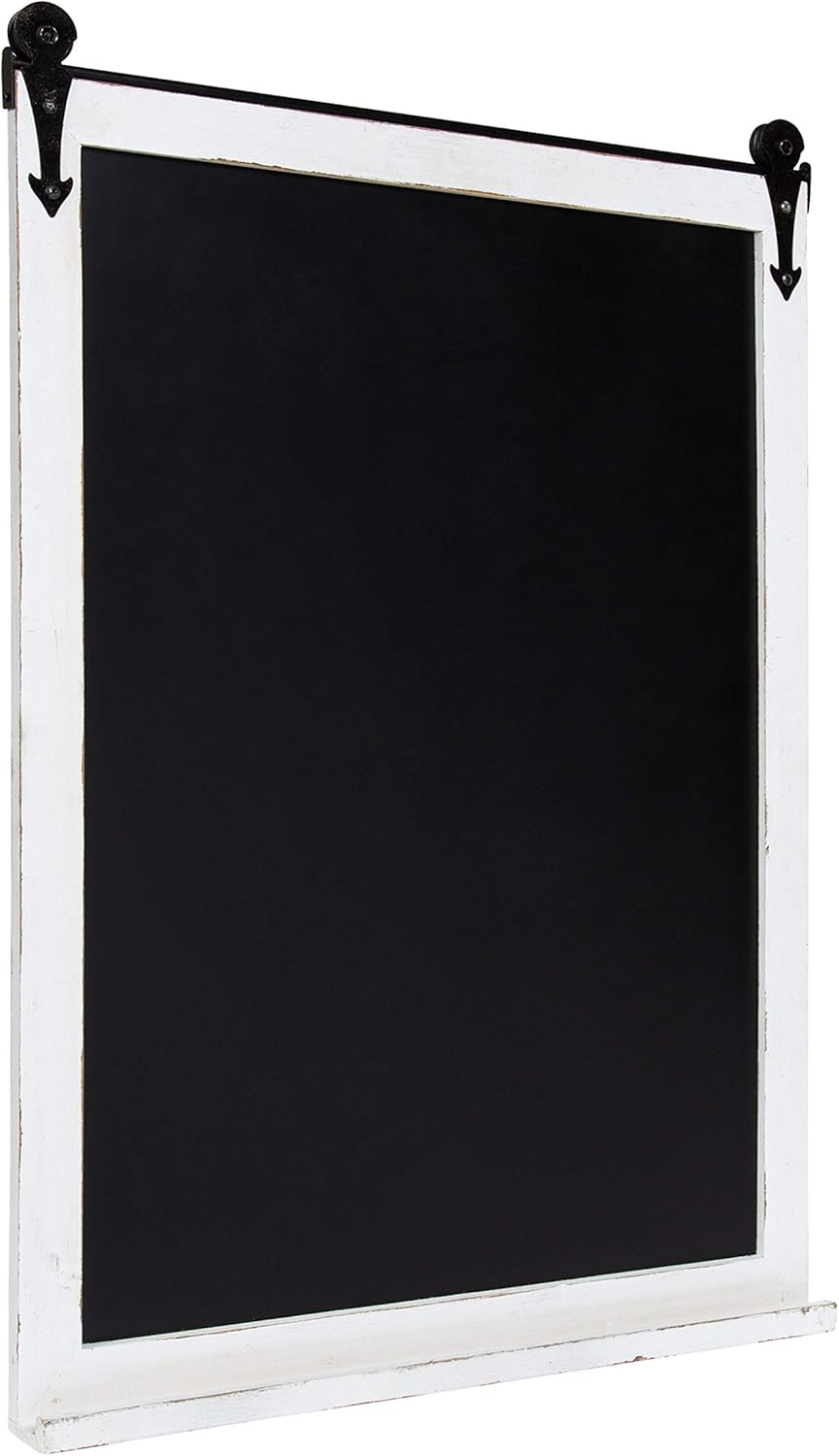 Kate and Laurel Cates Modern Farmhouse Barn Door Wood Framed Chalkboard, Rustic Brown Pack of 2