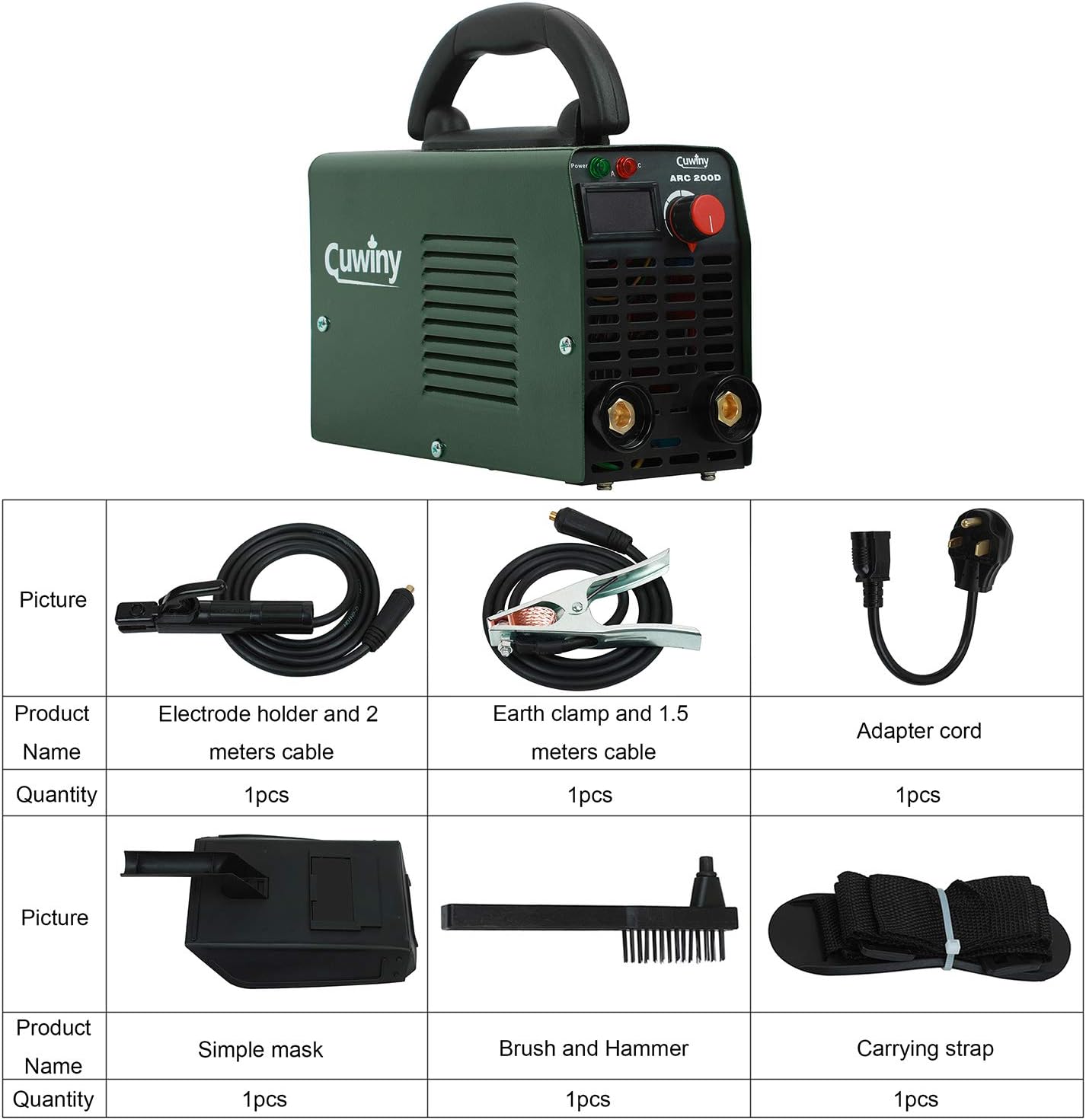 ARC Welder Mini, Cuwiny ARC200D 110v/220v IGBT Inverter Welding Machine, Maximum 140A MMA/Stick, Dual Voltage with High Frequency Duty Cycle Digital Display Welding.