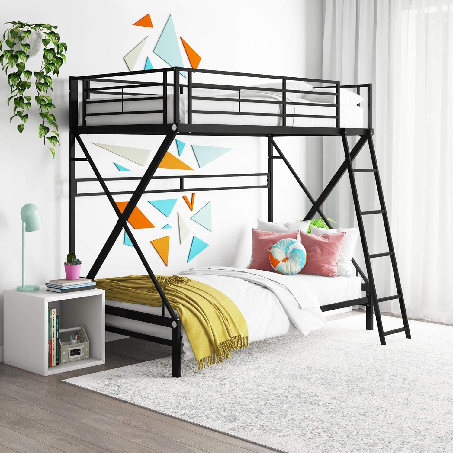 DHP X Twin Over Twin Metal Bunk Bed Frame for Kids and Adults, Black