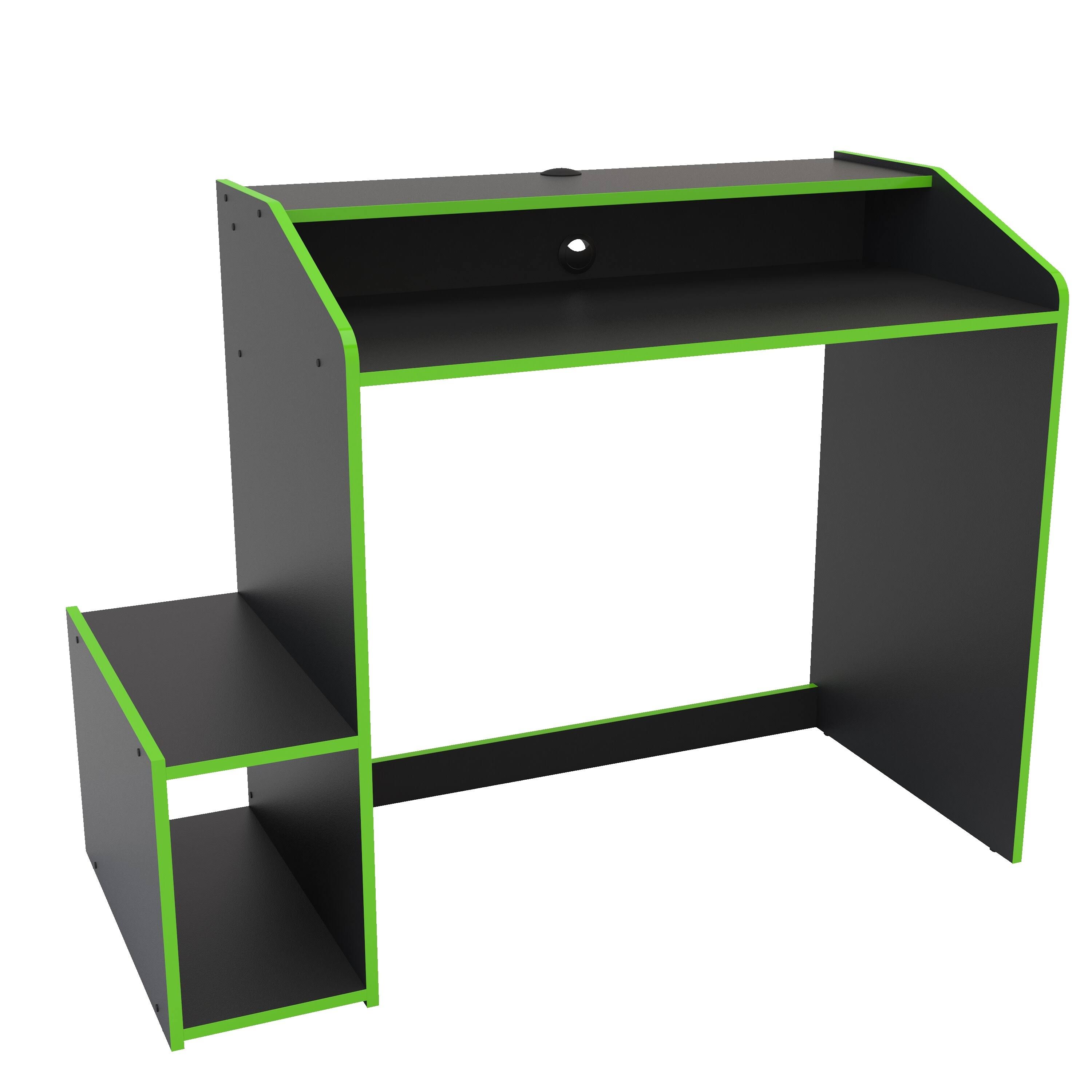 Polifurniture Legend Gaming Desk, Black u0026 Green