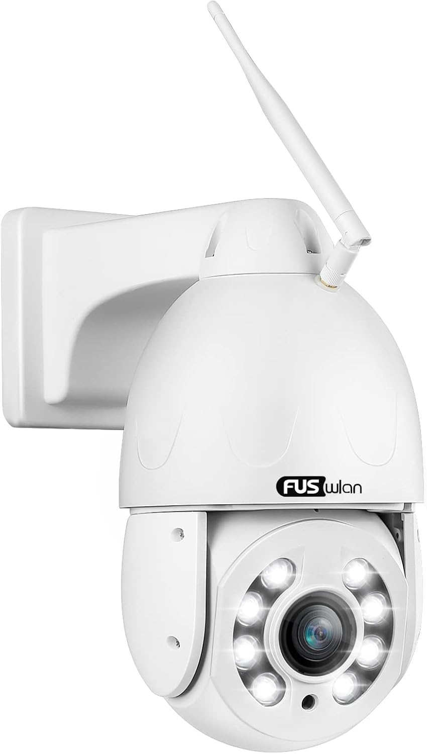 5MP PTZ Camera Outdoor with Auto Tracking, FUSWLAN Pan Tilt 20X Optical Zoom Focus IP Cameras, Floodlight WiFi Security Cam Support Color Night Vision, Humanoid Detection, 2-Way Audio, SD Card Storage