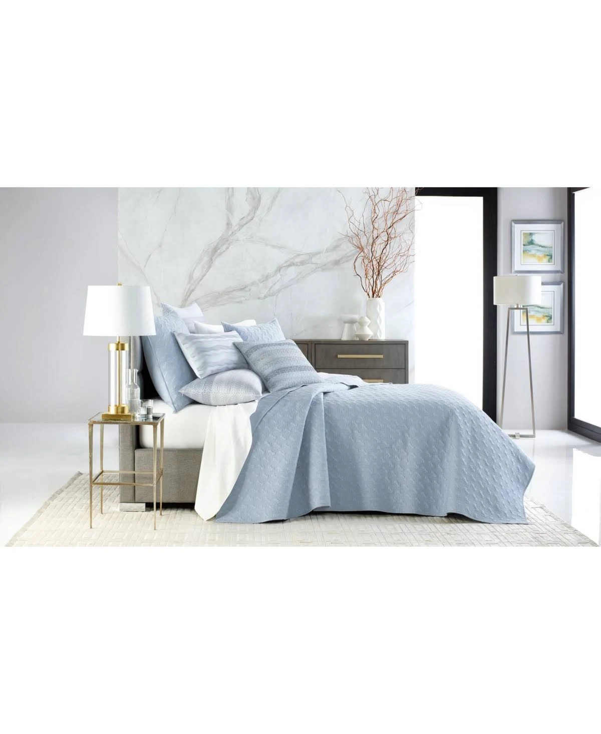 Hotel Collection Parallel Full/Queen Coverlet, Created for Macy&s - Blue