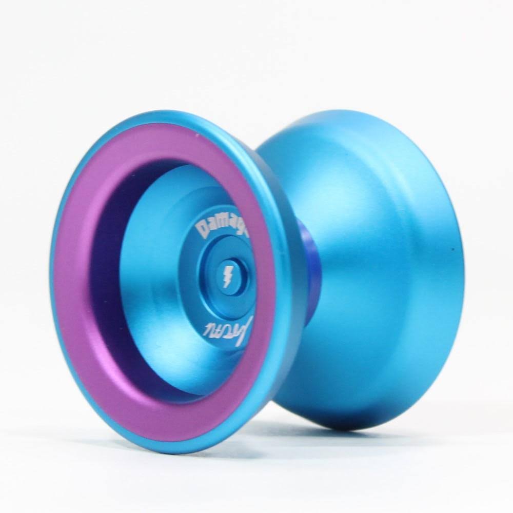 Yoyofactory Damage Yo-Yo - Aluminum with Del Ring and Composite Rim - Nate Dailey Signature YoYo, Aqua Purple