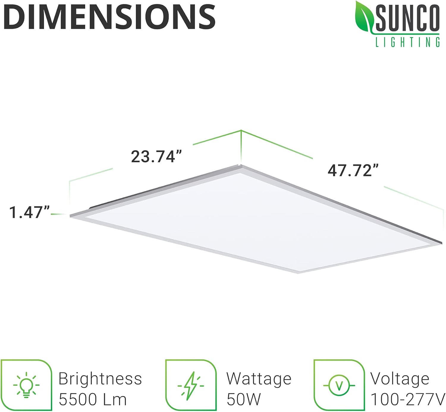 Sunco Lighting 4 Pack LED Ceiling Panel, 2x4 FT, 50W, Dimmable 0-10V, 5500 LM, 5000K Daylight, Flat Backlit Fixture, Direct Wire, Recessed/Drop Ceiling Install, Dust Tight Commercial Grade - ETL, DLC