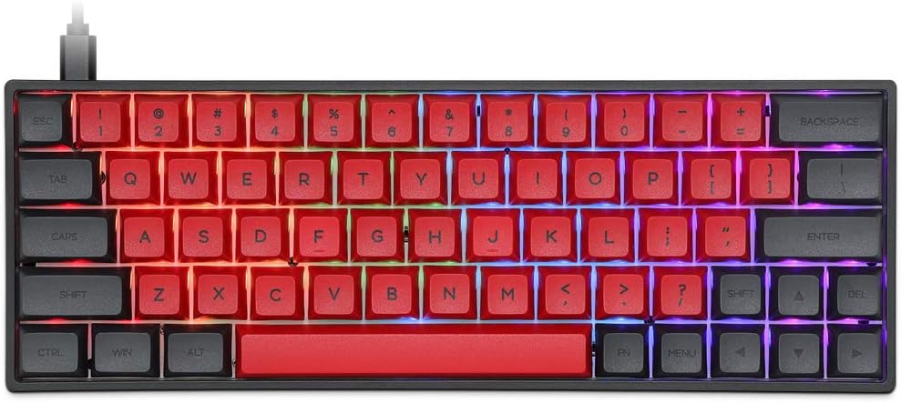 60% Mechanical Keyboard, RGB LED Backlit Wired Gaming Keyboard, Ergonomic, for PC/Mac Gamer, Typist (PBT Caps)