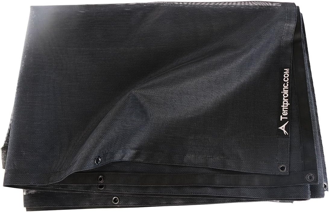 Tentproinc Truck Mesh Tarp 10' X 14' - Black Heavy Duty Cover Reinforced Double Needle Stitch Webbing Ripping and Tearing Stop, No Rust Thicker Brass Grommets &ndash; 3 Years Lasting