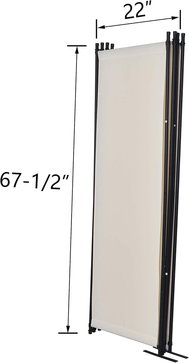 4 Panel Room Divider Privacy Screens Home Office Accents Folding Steel Frame White (White) Pack of 2