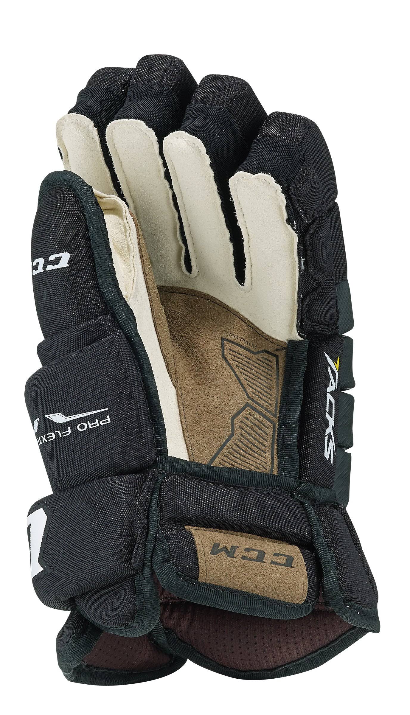CCM Tacks 4R Pro Junior Hockey Gloves-12 inch-Navy