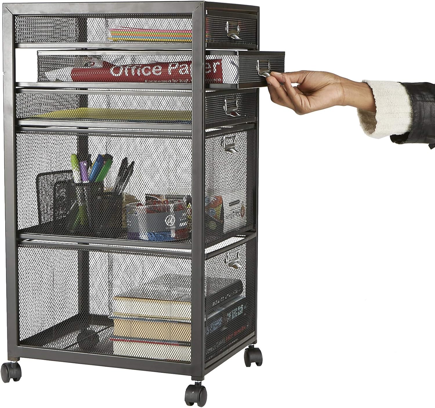 Mind Reader Rolling File Cabinet, Black