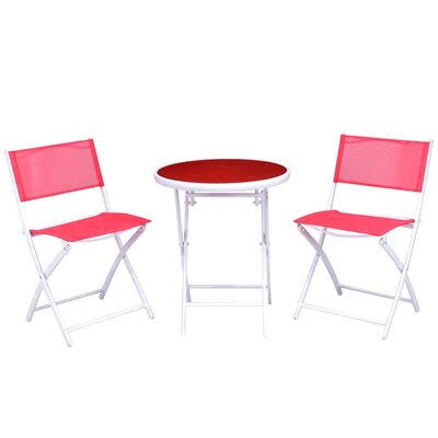 Naczi Folding Garden Backyard 3 Piece Bistro Set Latitude Run Color: Red