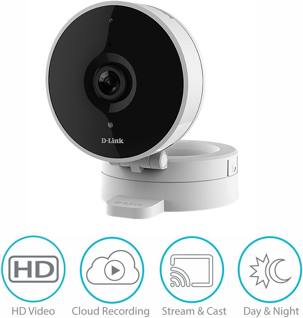 D-Link HD WiFi Indoor Security Camera, Cloud Recording, Motion Detection & Night Vision, Amazon Alexa (Echo Show/Echo Spot/Fire TV), Google Assistant (Chromecast) (DCS-8010LH-US) White/Black Pack of 2