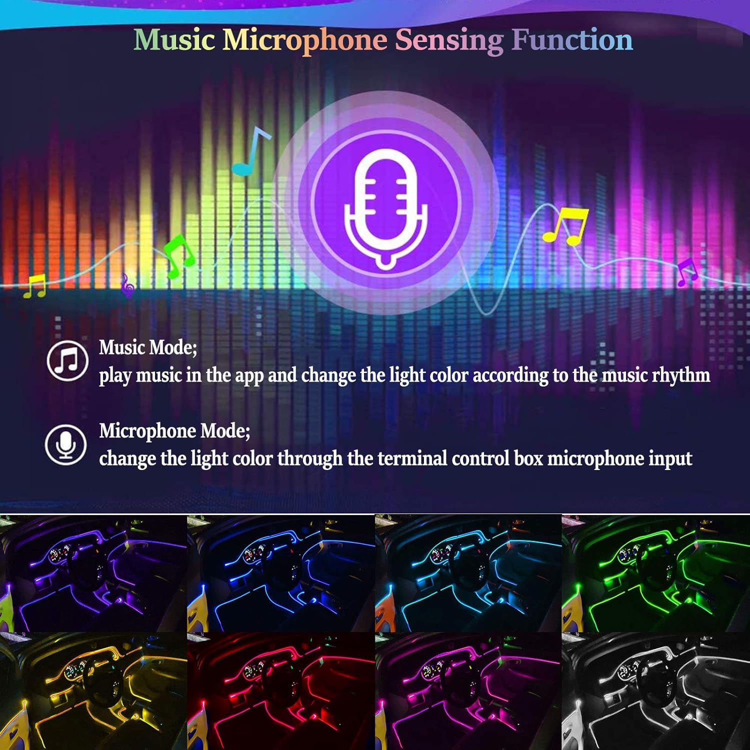 YIEUS Interior Car Lights,16 Million Colors Smart App Control and Remote Control,5 in 1 Car LED Lights with 236.22 inches Fiber Optic,RGB Ambient Lighting Kits,Music Sync Mode, DIY Mode Pack of 2