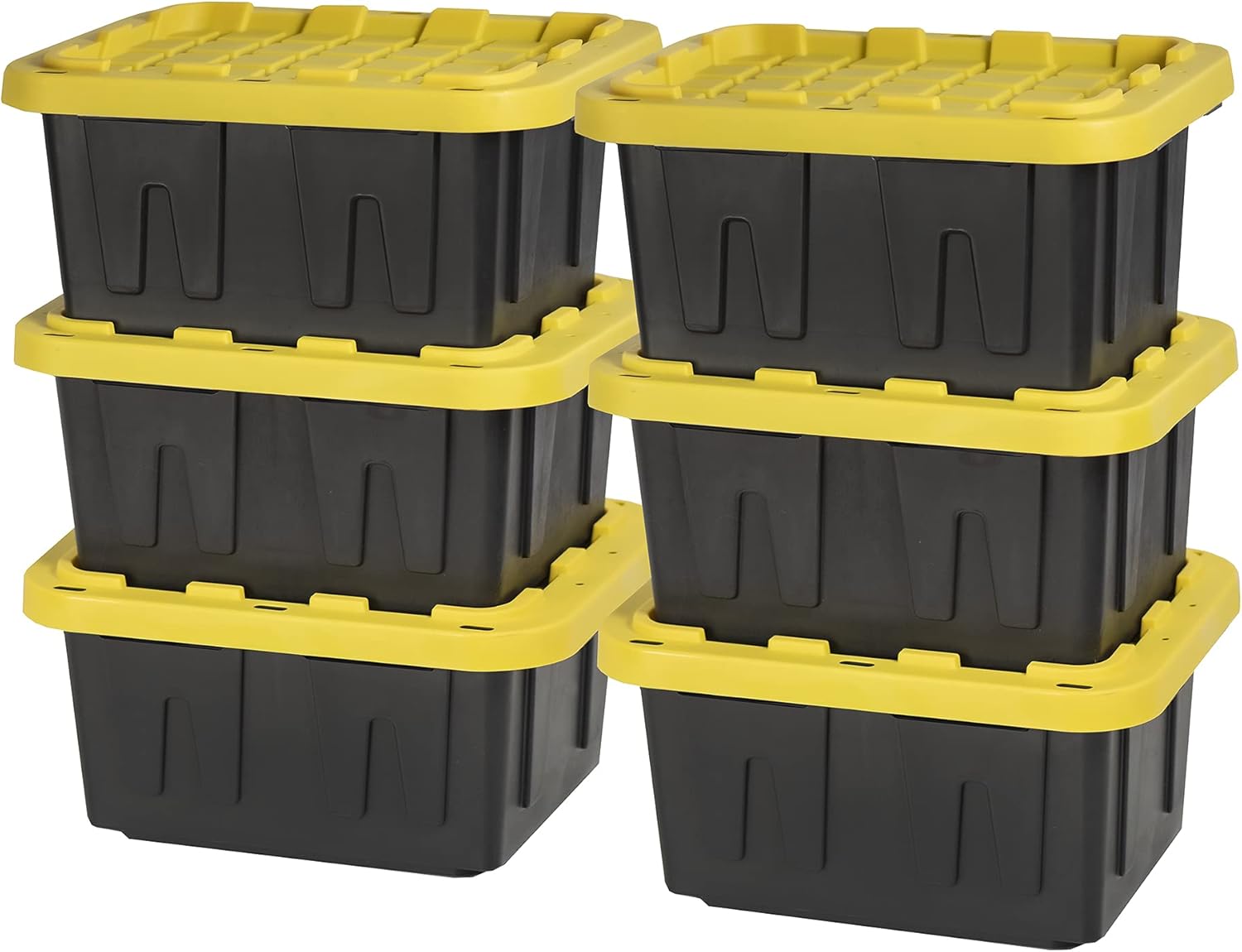 Original BLACK & YELLOW 5-Gallon Tough Storage Containers with Lids, Stackable (6 Pack) Pack of 2