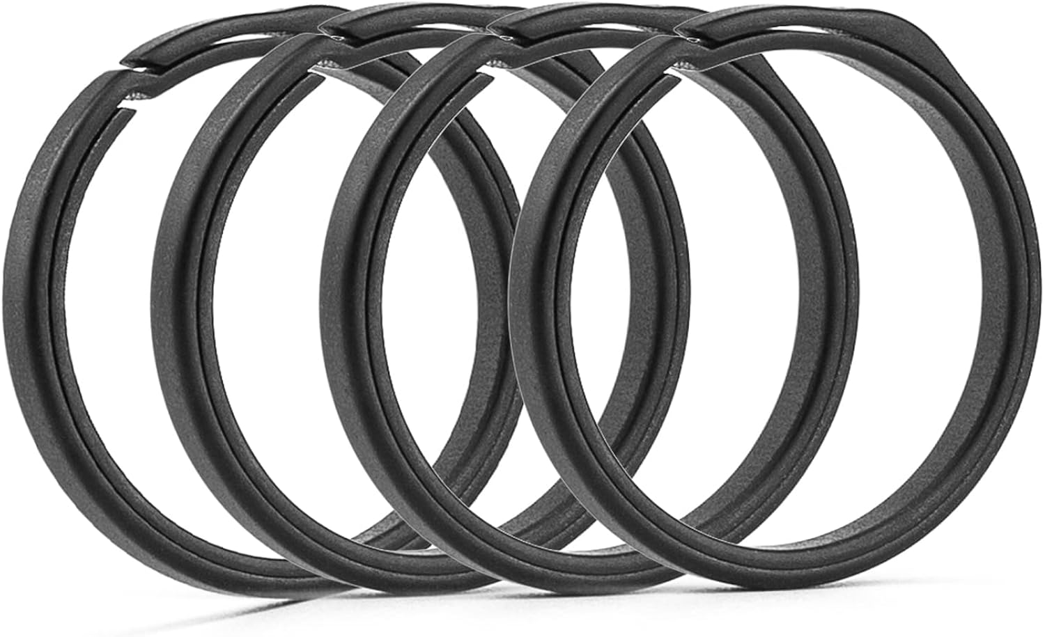 TISUR Titanium Keyring，Side-Pushing Designed Key chain Key Rings Protect Your Nails (Black, 33mmx4))