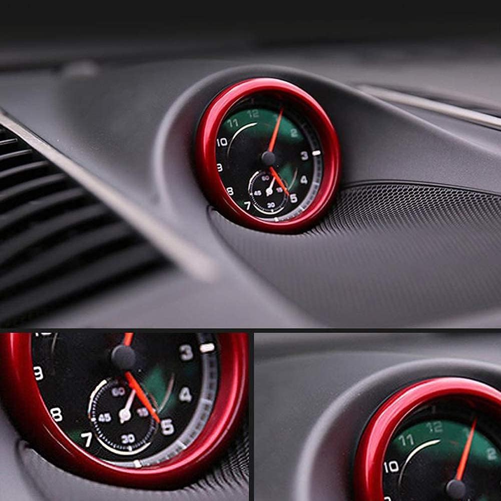 wnelseno Dashboard Center Clock Compass Cover Red Dashboard Aluminum Emblem Sticker Compatible with Porsche 911 Cayenee Boxster Macan Panamera