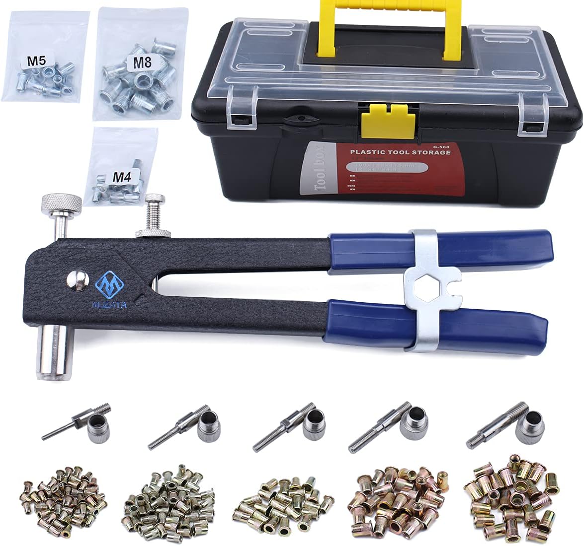 Muzata 465 Pieces Blind Rivet Nut Kit Set, Riveter Tool, Rivet Nut Tool RK01 Pack of 2